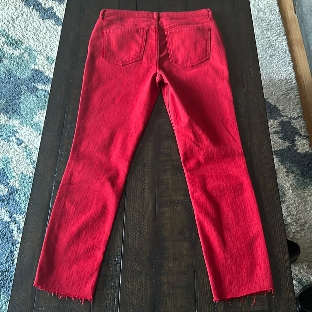 Free People Reagan Raw Jeans Size 31 Skinny Red Cotton Modal Stretch Button Fly - Picture 16 of 16